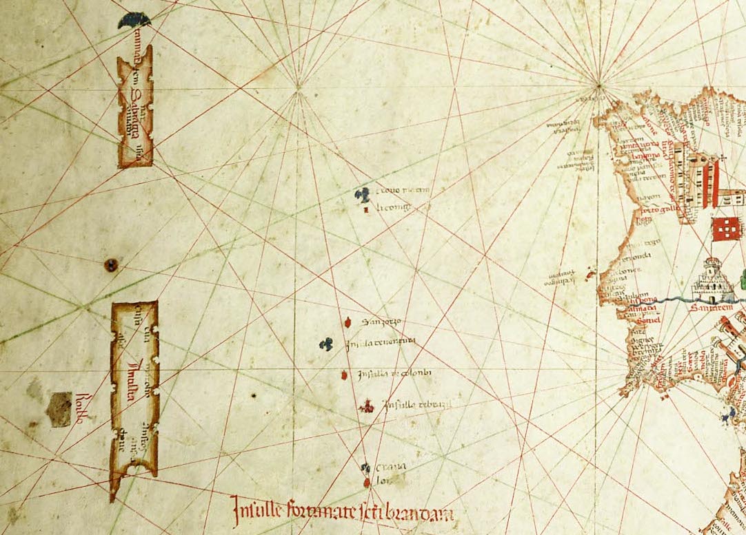 Albino de Canepa 1489-es térképén az alsó téglalap Antilia, a felső pedig a Sátán szigete
