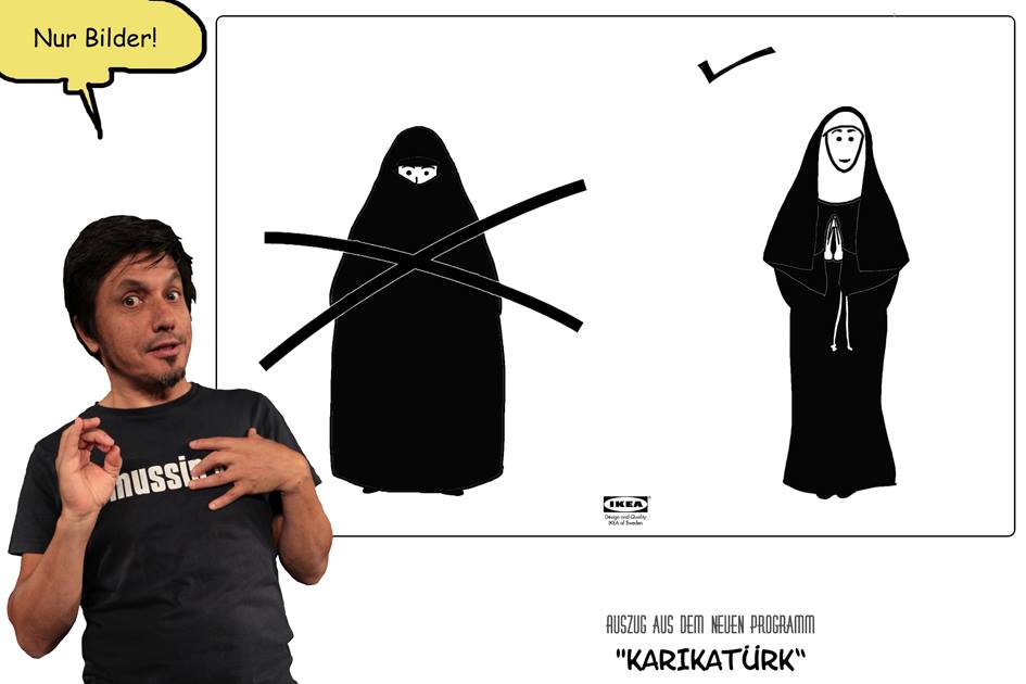 Muhsin Omurca karikatúrája: "Integrációs útmutató Ikea-stílusban"