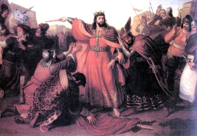Imre király András herceg táborában Than Mór festményén (Wikipedia)