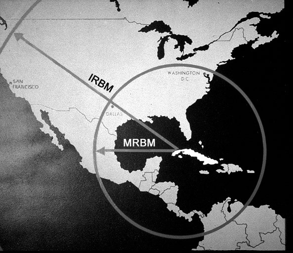 A Kubába telepített szovjet rakéták hatósugara (Wikipedia)