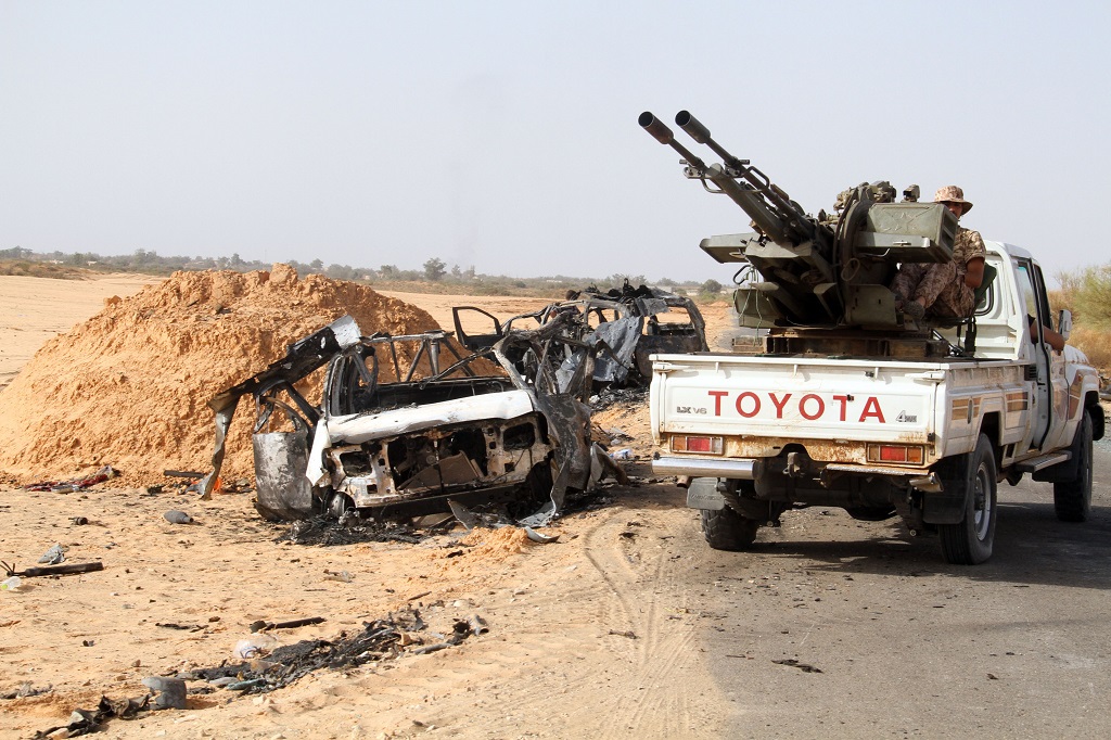 A Líbiai Hajnal iszlamista koalíció egyik fegyverese egy 2014-ben készült felvételen