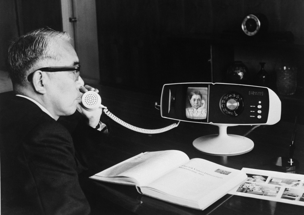 The Toshiba company's new videophone, the Model 500 View Phone, being tested at the company's Tokyo headquarters, 6th May 1968. (Photo by Keystone/Hulton Archive/Getty Images)