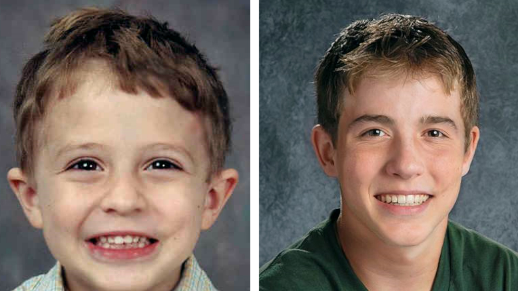 Julian 2002-ben, és 2015-ben (Fotók: National Center for Missing and Exploited Children)