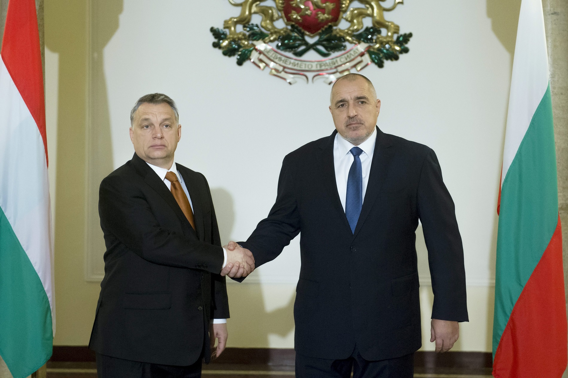 Szófia, 2016. január 29. Bojko Boriszov bolgár miniszterelnök (j) fogadja Orbán Viktor kormányfõt Szófiában 2015. január 29-én. MTI Fotó: Koszticsák Szilárd