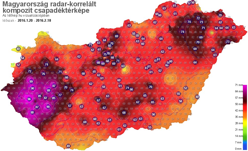 Az elmúlt 30 nap csapadéktérképe (Forrás: Időkép.hu)