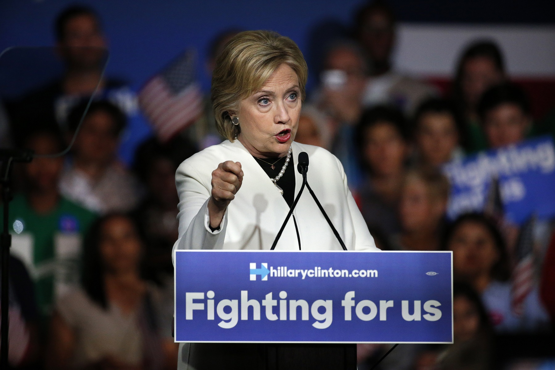 Hillary Clinton március 1-i beszéde a szuperkedden Miamiban. Forrás: AFP / RHONA WISE