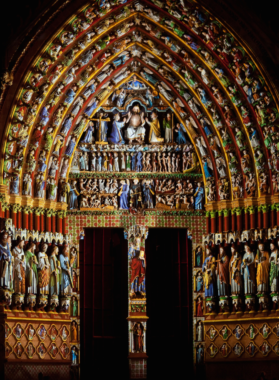 Amiens Cathedral - The Central Portal - Colored Lighting-1