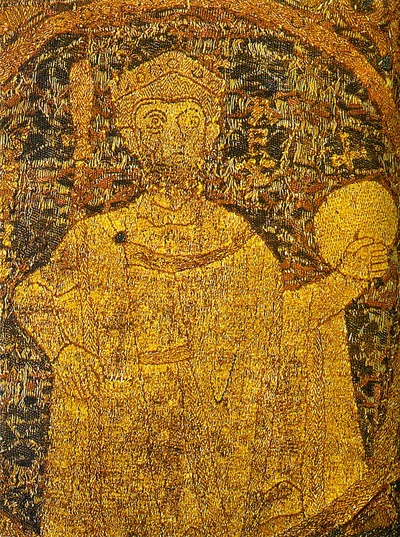 Szent István korabeli ábrázolása a koronázási paláston (Wikipedia)