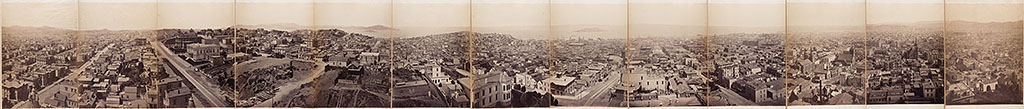 San Francisco panorámája a 19. század második feléből. Edward Muybridge fotója.