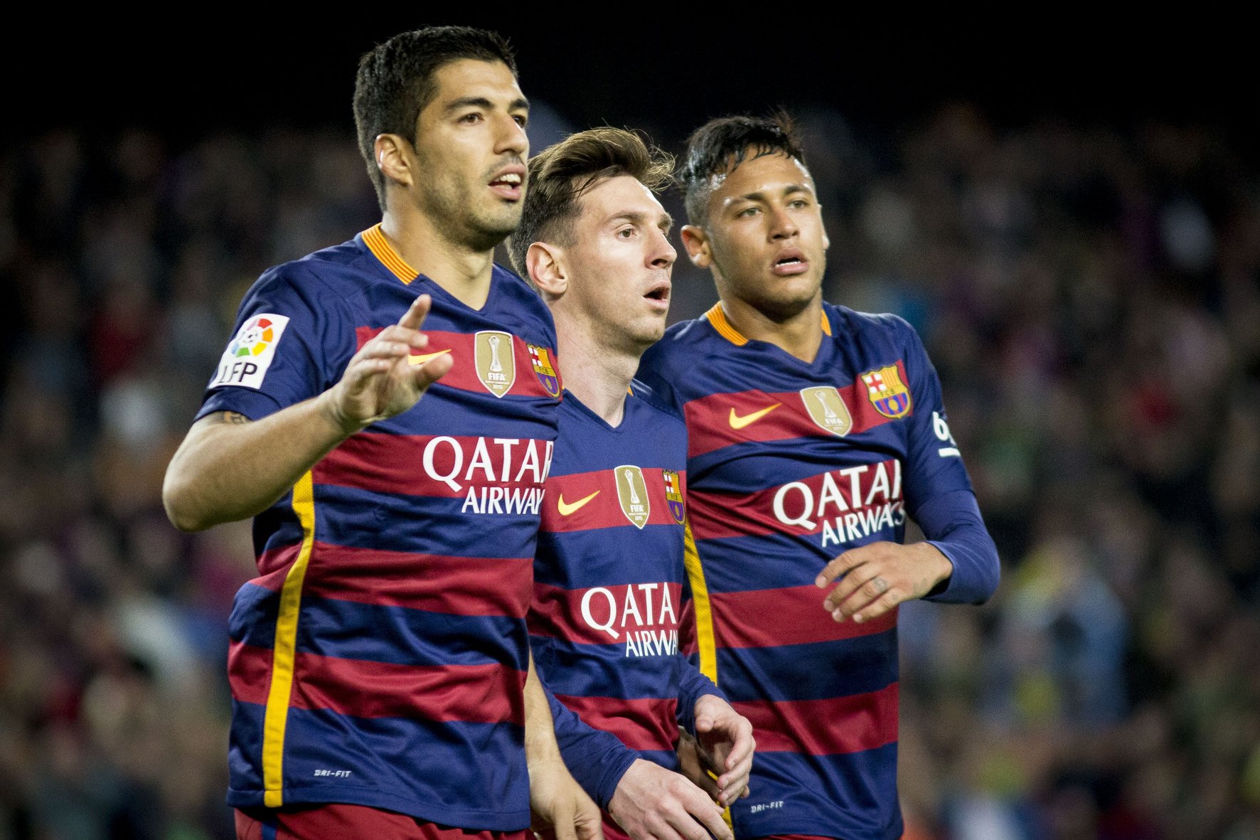 Suárez, Messi és Neymar. Kép: Albert Llop / Anadolu Agency