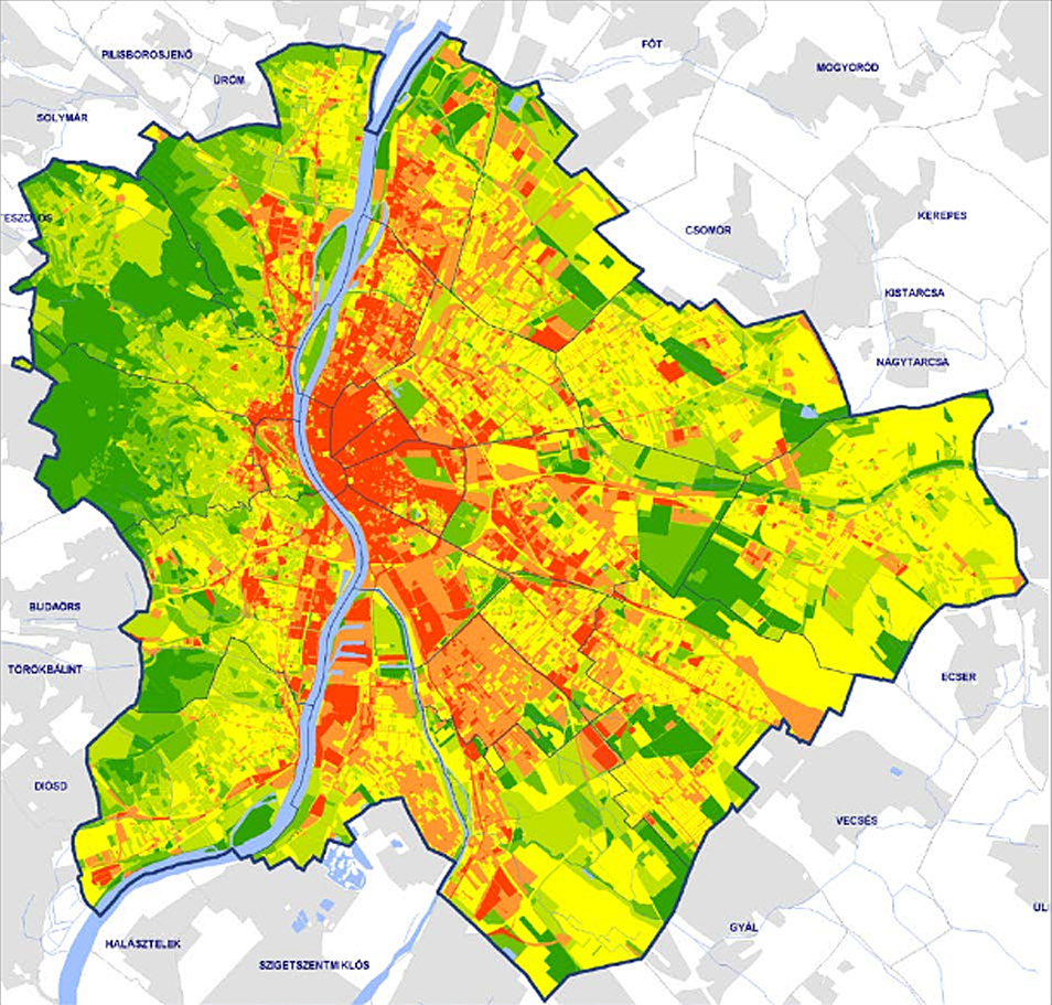 Forrás: Budapest Környezeti Állapotfelmérése 2015