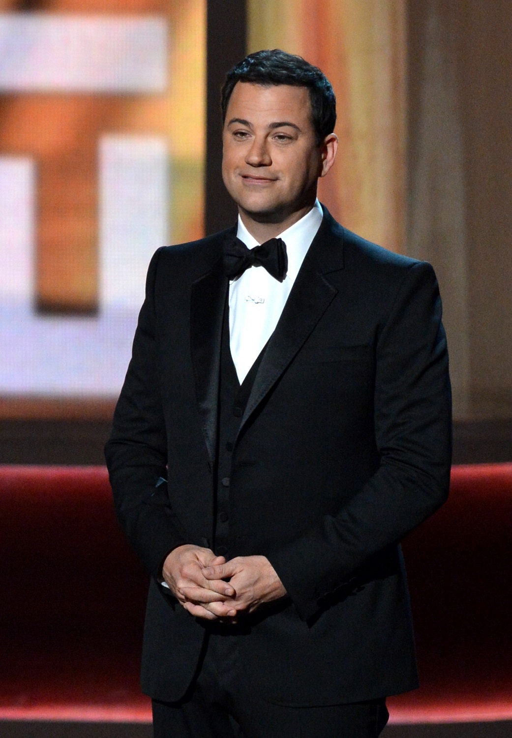 LOS ANGELES, CA - SEPTEMBER 23: Host Jimmy Kimmel speaks onstage at the 64th Primetime Emmy Awards at Nokia Theatre L.A. Live on September 23, 2012 in Los Angeles, California. (Photo by Lester Cohen/WireImage)