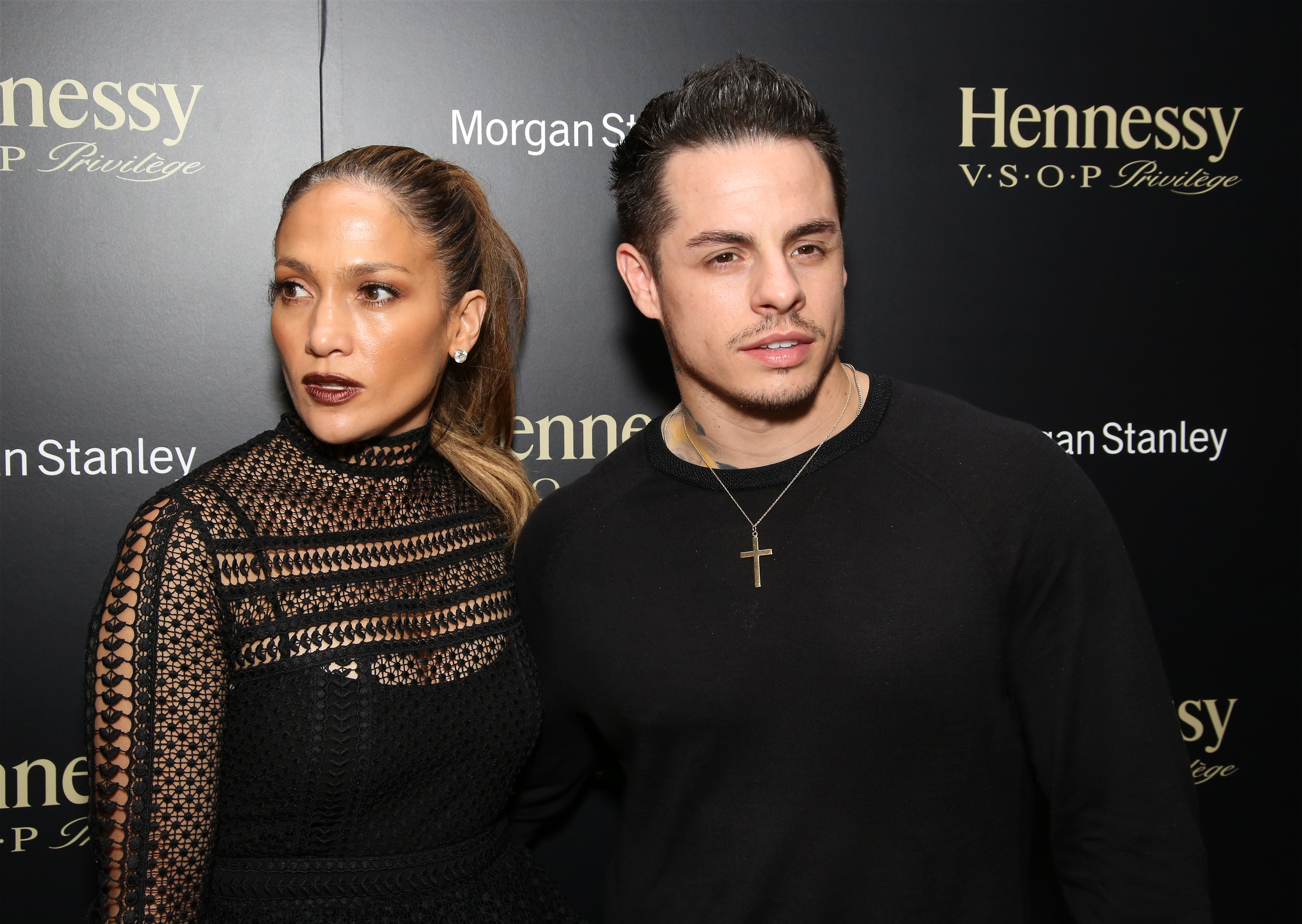 NEW YORK, NY - JULY 09: Jennifer Lopez and Casper Smart attending the final performance after party for Lin-Manuel Miranda in 'Hamilton' on Broadway at R Lounge at Renaissance Hotel Times Square on July 9, 2016 in New York City. (Photo by Walter McBride/WireImage)