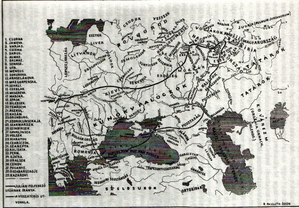 Julián útjának térképe (Wikipedia)