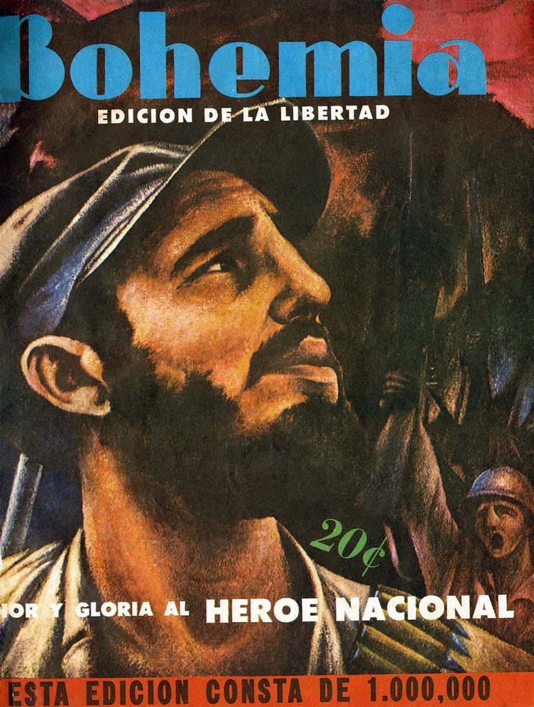 Portrait de Fidel Castro (ne en 1926), un des principaux instigateurs de la Revolution communiste cubaine en 1959. Couverture, in "Bohemia", le 11 janvier 1959, Cuba. ©Selva/Leemage