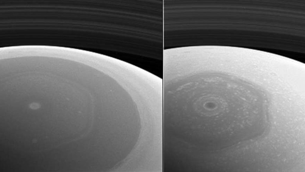 Ez a két fotó ultraviola és vörös hullámhosszon készült (forrás: NASA)