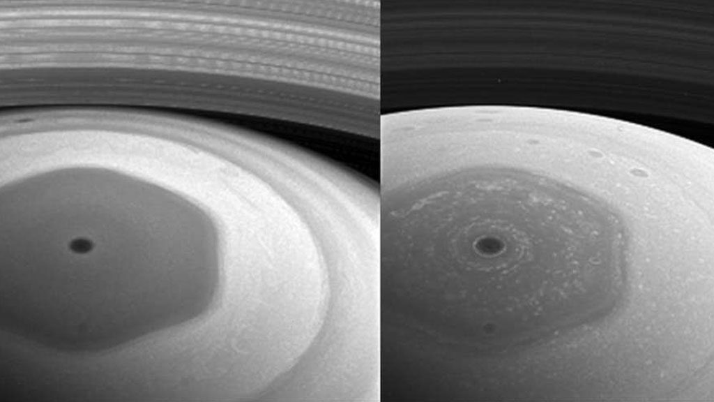 Ezeket a fotókat pedig infravörös-közeli és infravörös hullámhosszon lőtte a Cassini (forrás: NASA)