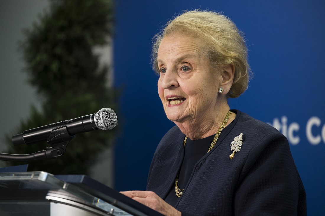 WASHINGTON, USA - NOVEMBER 30: Former U.S. Secretary of State Madeleine Albright speaks during a discussion on "A New Approach for the Middle East" held by the Atlantic Council in Washington, USA on November 30, 2016. Samuel Corum / Anadolu Agency