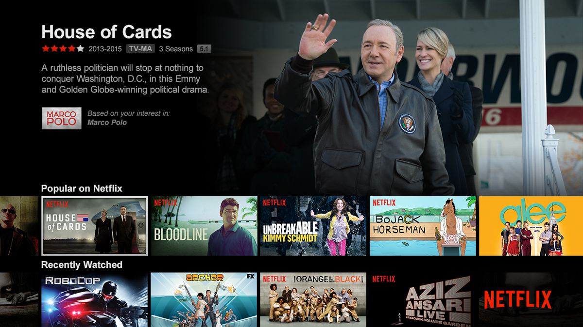 A House of Cards a Netflix kínálatában