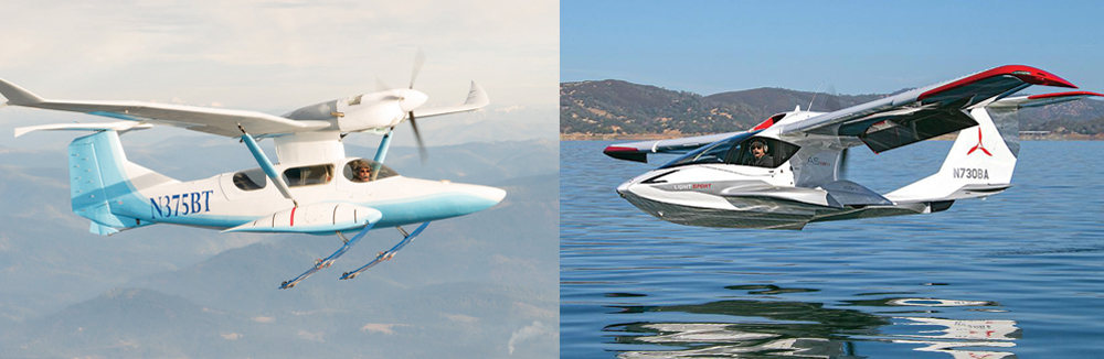 Rutan SkiGull a sítalpakkal és az ICON A5 (A cégek fotói)