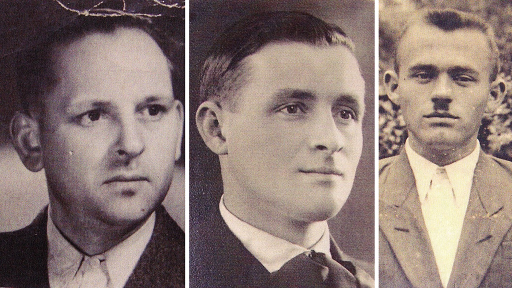 Jandó Ferenc (halálbüntetés), Szántai István (tíz évi börtön) , Szvitek István (halálbüntetés). Forrás: archivnet.hu