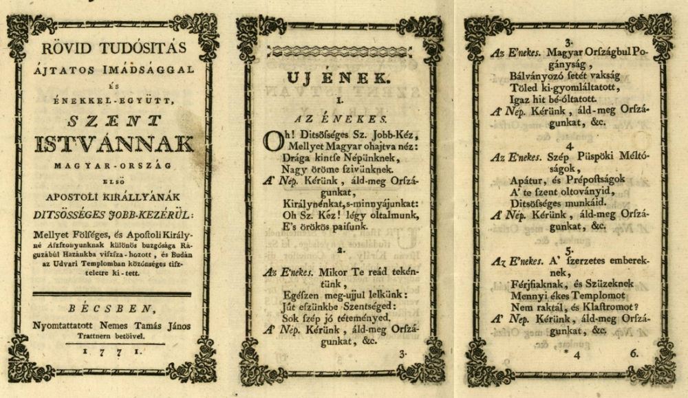 AZ 1771-es ünnepségre készült füzet (Archívnet.hu)
