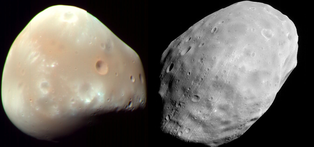A Mars két torz holdja, a Deimosz és a Phobosz Kép: Wikipedia