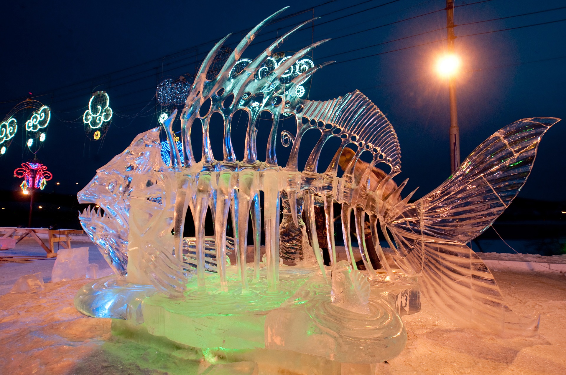1342595 Russia, Krasnoyarsk. 01/17/2013 Sculptures in the first international festival-competition of ice sculpture "Magic Ice of Siberia" in Krasnoyarsk. Aleksandr Paniotov/RIA Novosti