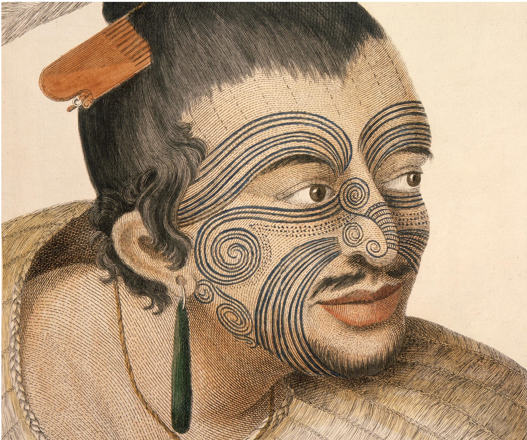 Maori törzsfő tā mokóval Kép: Wikipédia