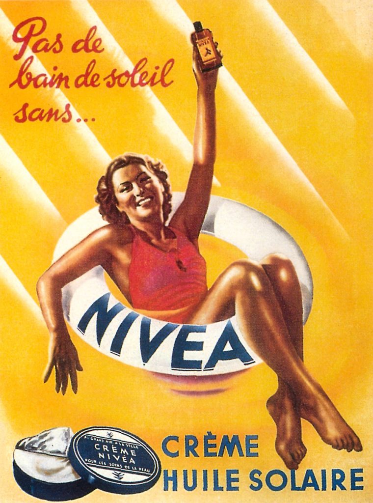 UNSPECIFIED - FEBRUARY 09: Advertisement for Nivea sun oil and cream, 1938 (Photo by Apic/Getty Images)
