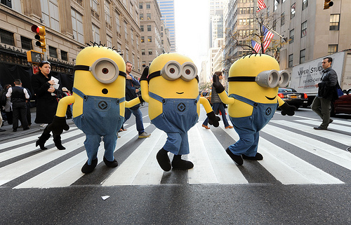 The Minions from "Despicable Me" visit New York, Monday, Nov. 22, 2010. The Minions are in the City to appear in the Macy's Thanksgiving Day Parade and celebrate the Dec. 14th DVD release of "Despicable Me." (Photo by Diane Bondareff for Universal Studios Home Entertainment)