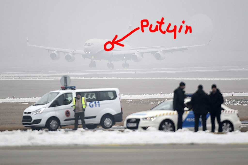 Budapest, 2017. február 2. Vlagyimir Putyin orosz elnök repülőgépe landol Budapesten, a Liszt Ferenc-repülőtéren 2017. február 2-án. MTI Fotó: Kovács Tamás