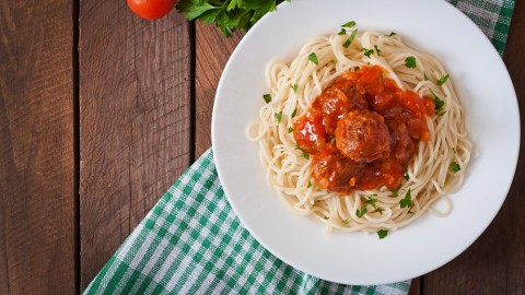 Pasta and meatballs with tomato sauce