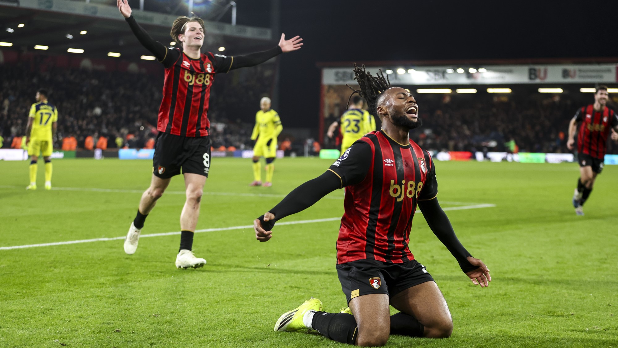 Antoine Semenyo a Bournemouth - Tottenham bajnokin a Premier League-ben.