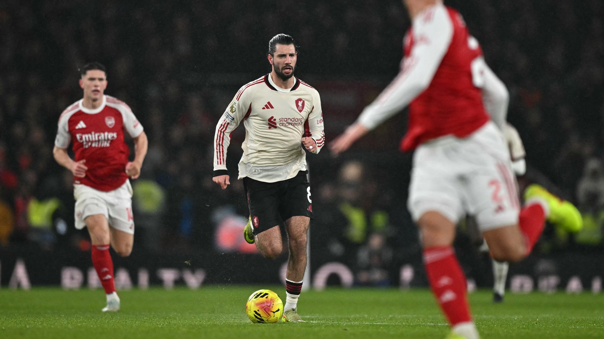 Szoboszlai Dominik az Arsenal elleni rangadón.