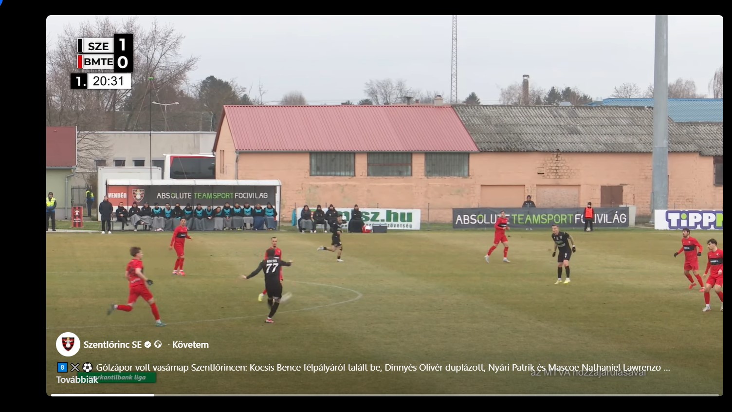 NB II félpályás gól Kocsis Bence Szentlőrinc Budafok