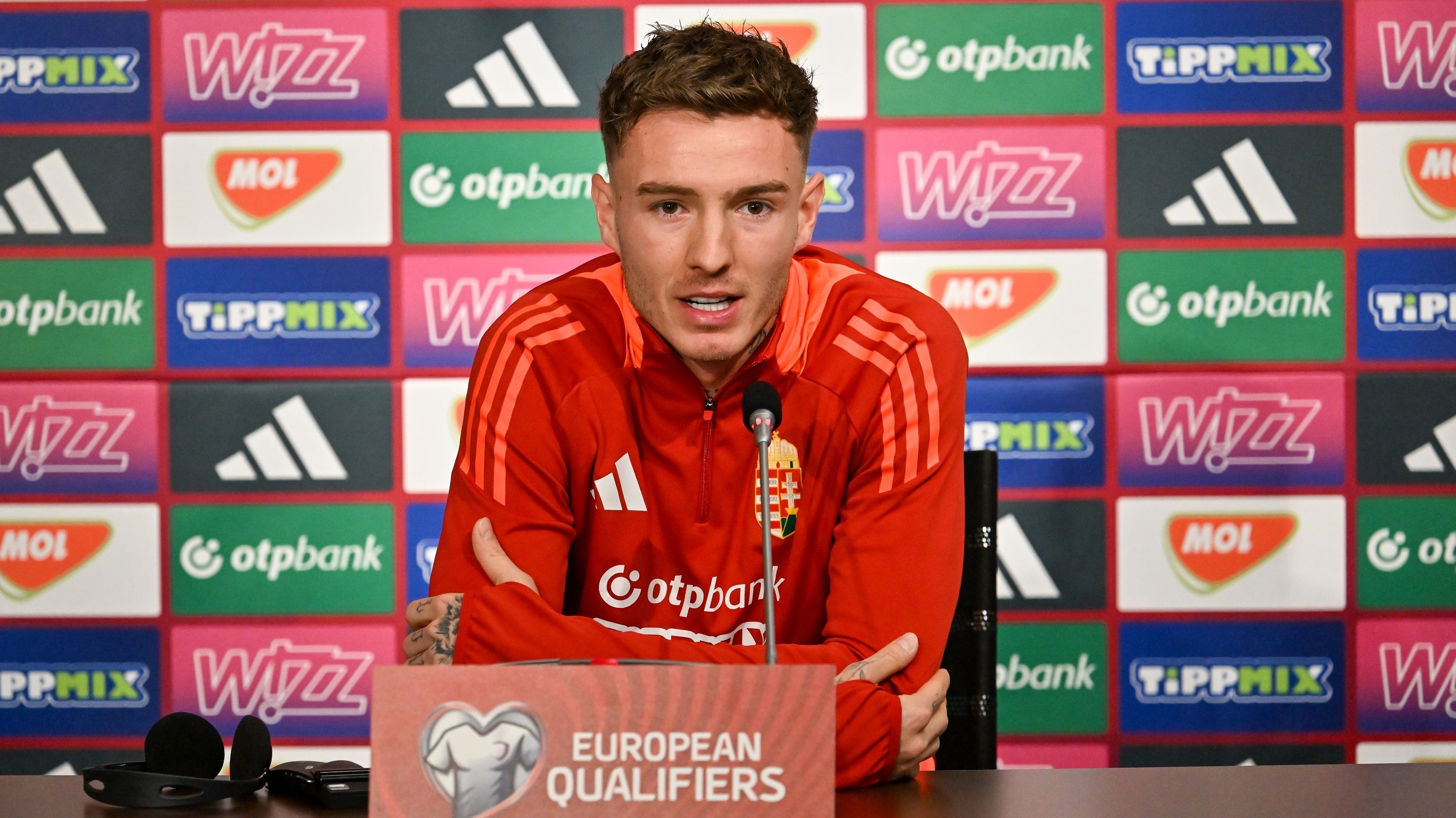 Bolla Bendegúz a válogatott sajtótájékoztatóján.